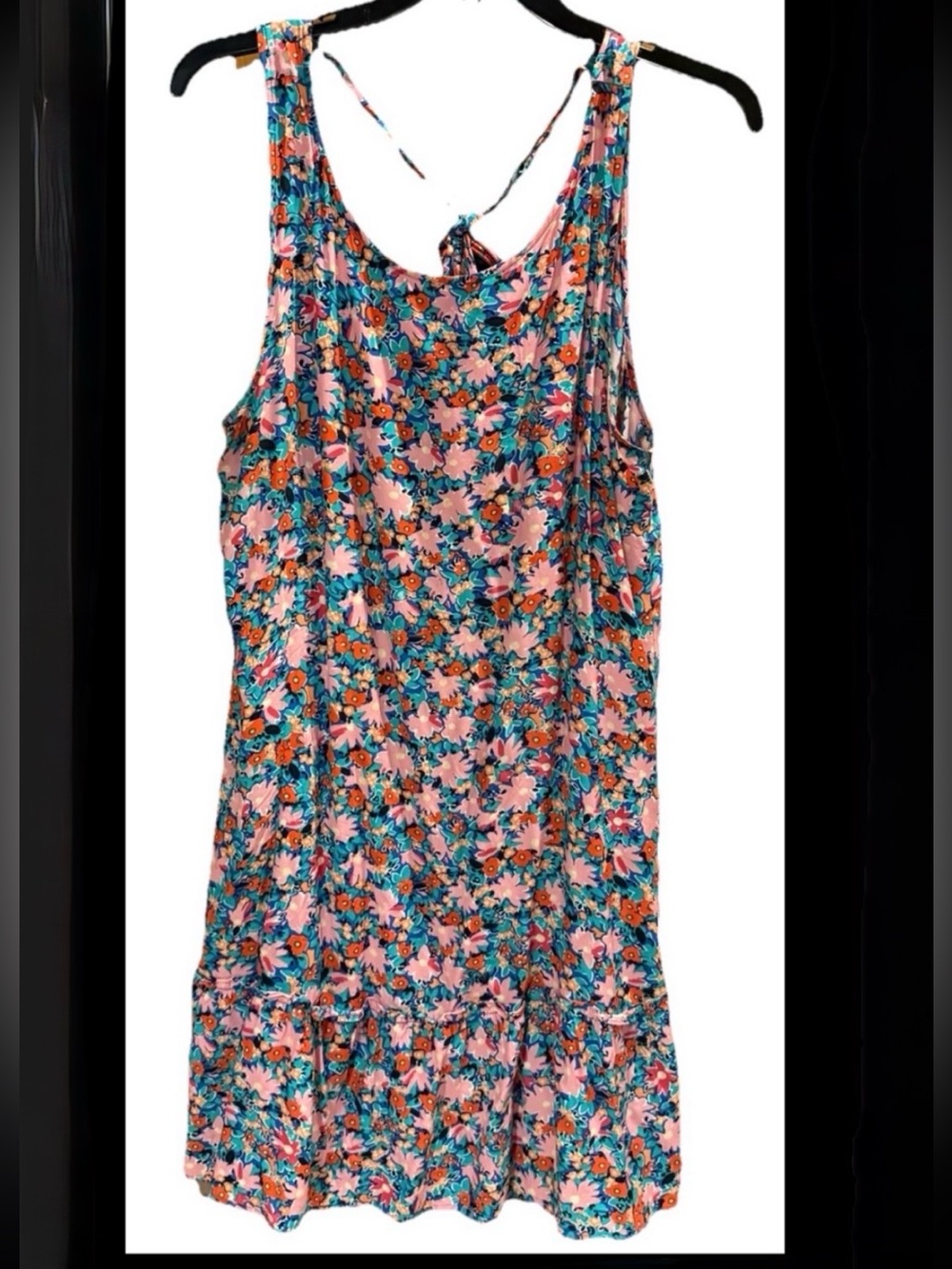 LOFT Daisy Tie Back Flounce Floral Dress Sleeveless Round Neck Size Medium